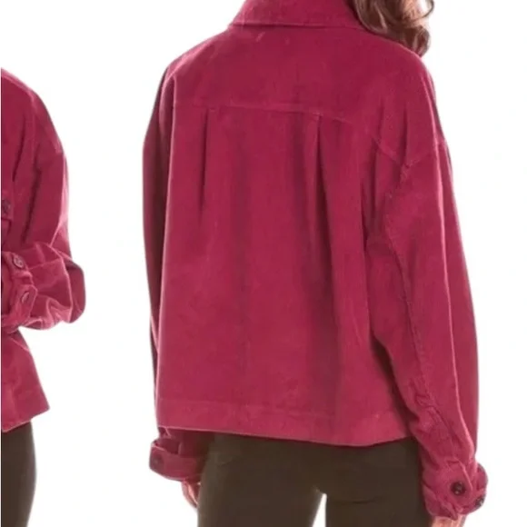 Avec Les Filles Anthro Cropped Corduroy Jacket S Shacket coat Raspberry pink Red - Picture 4 of 14